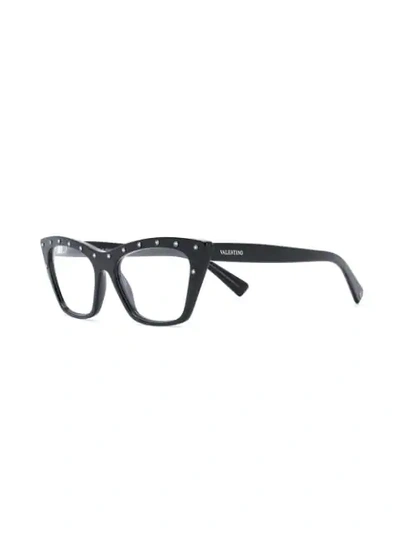 Shop Valentino Rhinestone Embellished Glasses In Black