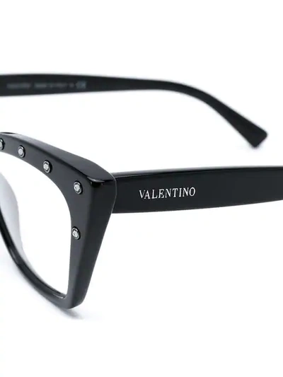 Shop Valentino Rhinestone Embellished Glasses In Black