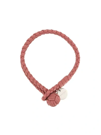 Shop Bottega Veneta Intrecciato Leather Bracelet - Pink