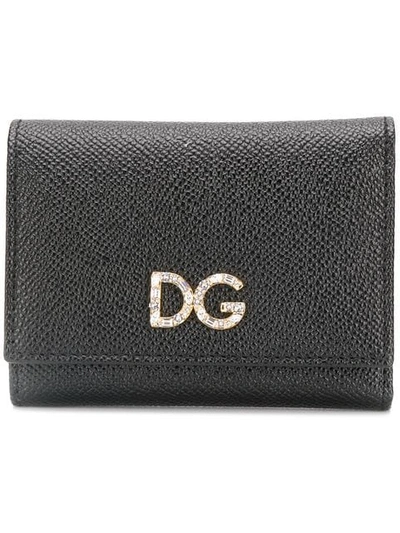 Shop Dolce & Gabbana Foldover Logo Wallet In Black