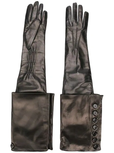 Shop Ann Demeulemeester Gothic Leather Gloves In Black