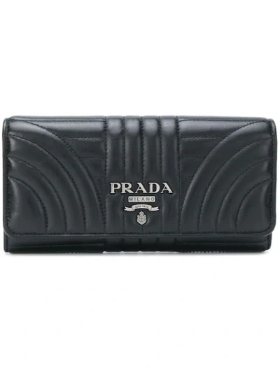 Shop Prada Quilted Logo Wallet In Black