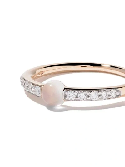 Shop Pomellato 18kt Rose Gold M'ama Non M'ama Moonstone & Diamond Ring In White