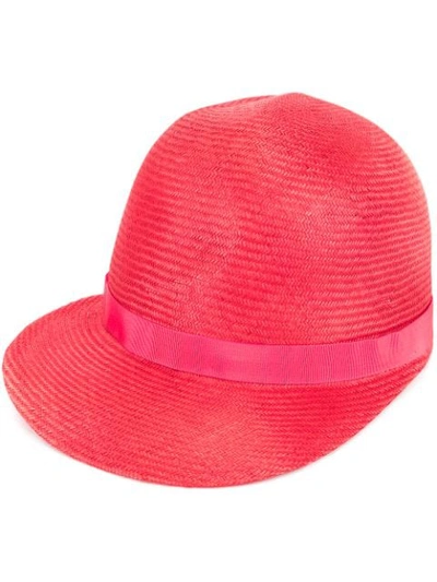 Shop Borsalino Ribbon Trimmed Cap In Red