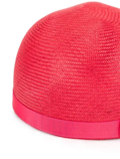 Shop Borsalino Ribbon Trimmed Cap In Red