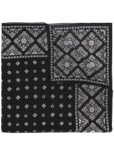 Shop Saint Laurent Monogram Vintage-print Scarf In Black