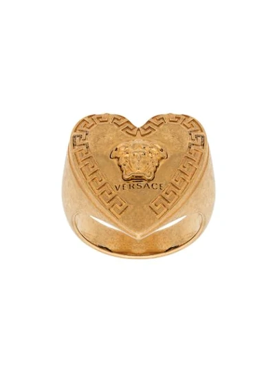 VERSACE HEART-SHAPE MEDUSA MOTIF RING - 金色