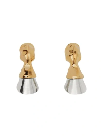 Shop Burberry Gold And Palladium-plated Hoof Earrings In Silver