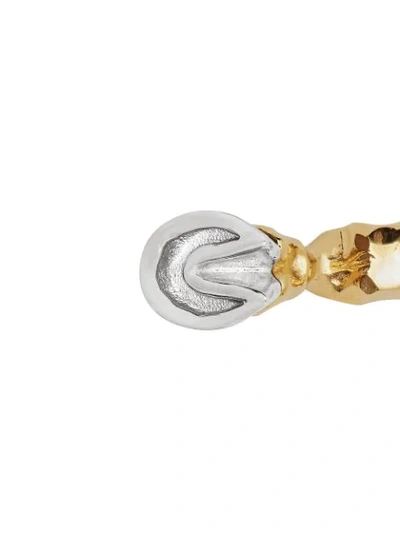 Shop Burberry Gold And Palladium-plated Hoof Earrings In Silver