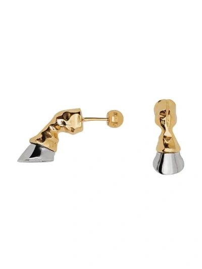 Shop Burberry Gold And Palladium-plated Hoof Earrings In Silver