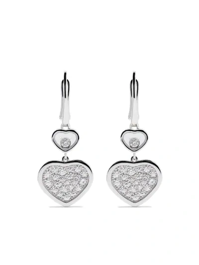 Shop Chopard 18kt White Gold Happy Hearts Diamond Drop Earrings