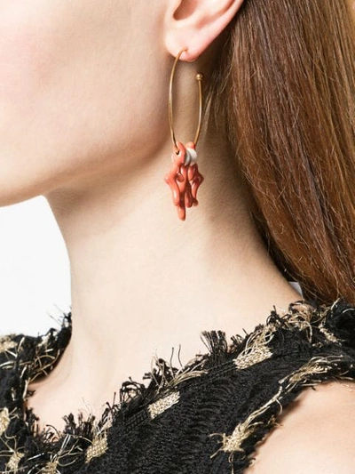 Shop Oscar De La Renta Crystal Pearl Hoop Earrings In Orange