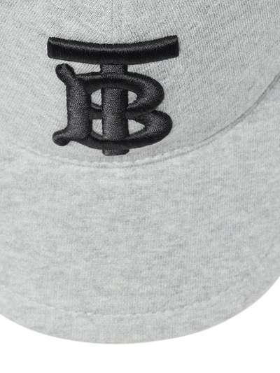 Shop Burberry Baseballkappe Mit Monogramm In Grey