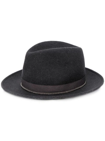 Shop Fabiana Filippi Rhinestone Detail Fedora Hat In Black