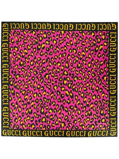 Shop Gucci Leopard Print Scarf In Pink