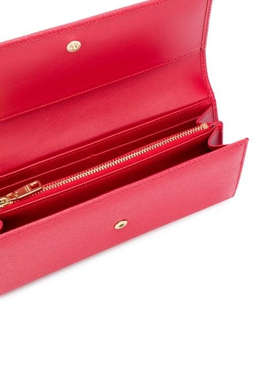 Shop Dolce & Gabbana Foldover Logo Wallet In Red