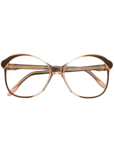 Shop Saint Laurent 1970's Glasses In Brown