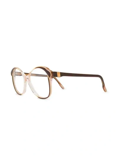 Shop Saint Laurent 1970's Glasses In Brown