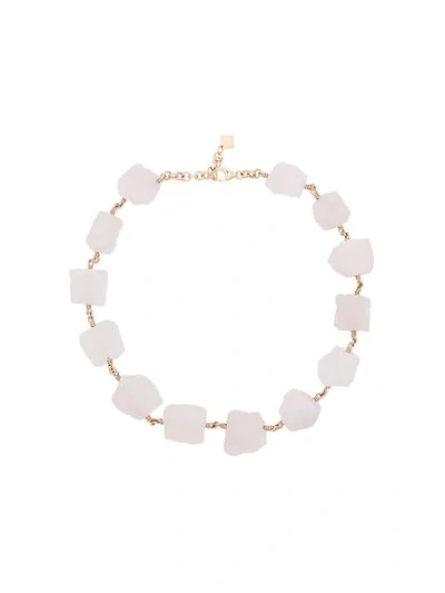 Shop Marta Larsson 14k Yellow Gold Rose Quartz Not A Pearl Necklace In Pink