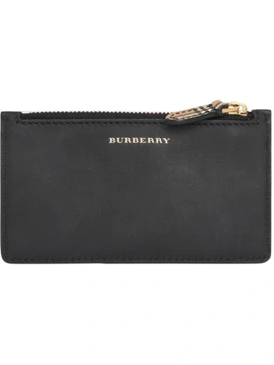 Shop Burberry Check Card Purse In Black