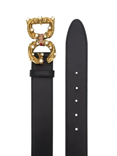 Shop Dolce & Gabbana Dg Amore Logo Buckle Belt In Black