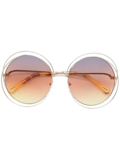 Shop Chloé Oversized Round Sunglasses In Metallic