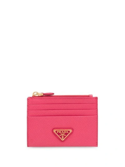 Shop Prada Saffiano Leather Cardholder In Pink