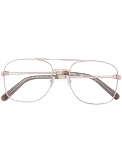 Shop Chloé Framed Eye Glasses In Metallic