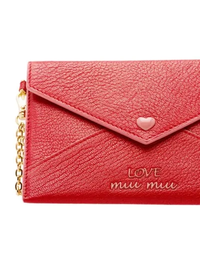 MIU MIU LOVE LOGO ENVELOPE POUCH - 红色