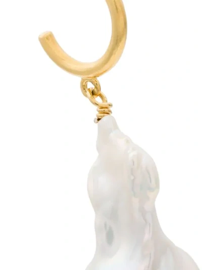 Shop Anni Lu Baroque Pearl Hoop Earrings In White