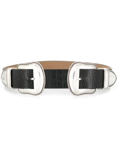 B-LOW THE BELT DOUBLE BUCKLE BELT - 黑色