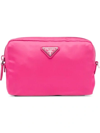 Shop Prada Fabric Cosmetic Pouch In Pink