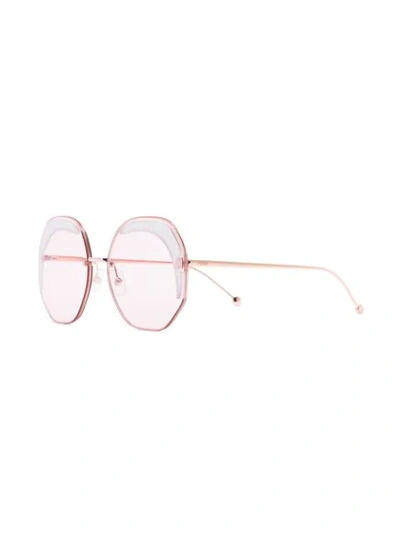 Shop Fendi Pink  Glass Hexagon Metal Sunglasses