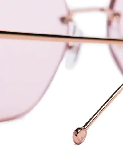 Shop Fendi Pink  Glass Hexagon Metal Sunglasses