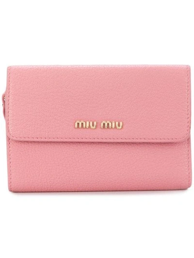 Shop Miu Miu Logo Plaque Wallet - Pink