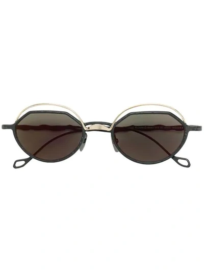 Shop Kuboraum Round Frame Sunglasses In Black