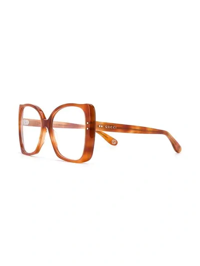 GUCCI EYEWEAR OVERSIZE FRAME GLASSES - 棕色