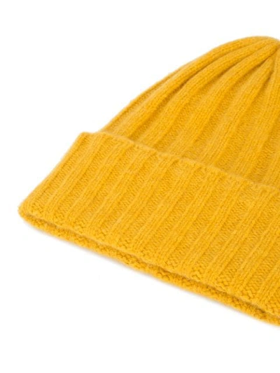 Shop The Elder Statesman Rib Knit Beanie In Yellow