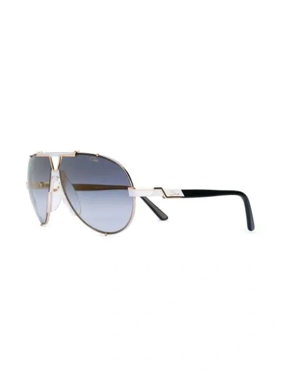 Shop Cazal Aviator Sunglasses In Metallic