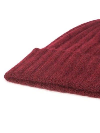 Shop The Elder Statesman Ribbed Beanie Hat In Red