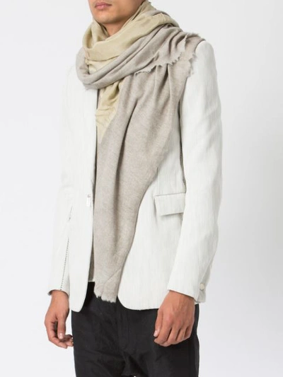 Shop Avant Toi Square Print Dyed Scarf In Grey