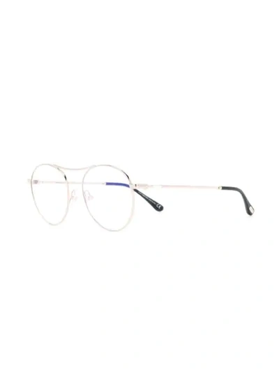 Shop Tom Ford Thin Round Frame Glasses In Gold