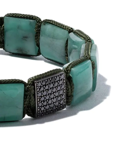 Shop Shamballa Jewels 18kt White Gold, Emerald & Black Diamond Bracelet In Green, Black