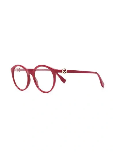 Shop Fendi Round Glasses In Red