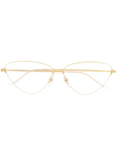 Shop Balenciaga Triangular Shaped Glasses In Gold