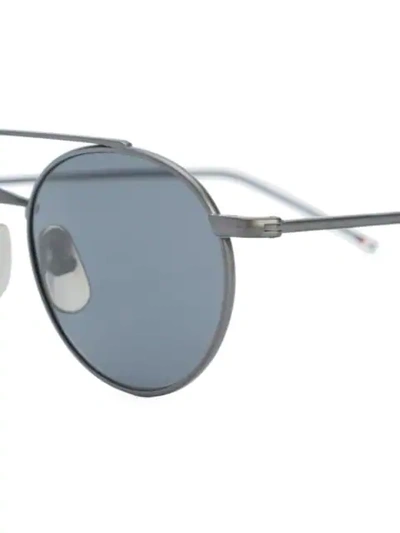 Shop Thom Browne Round Aviator Style Sunglasses In Black