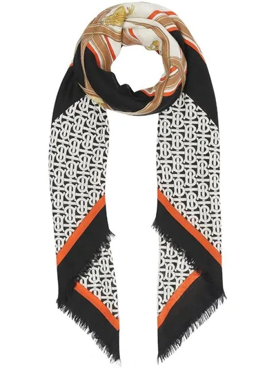 Shop Burberry Archive Print Large Square Scarf In Black