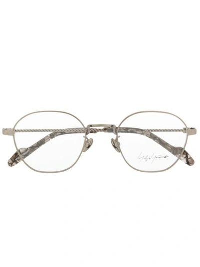 Shop Yohji Yamamoto Round Shaped Glasses - Silver