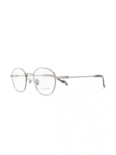 Shop Yohji Yamamoto Round Shaped Glasses - Silver