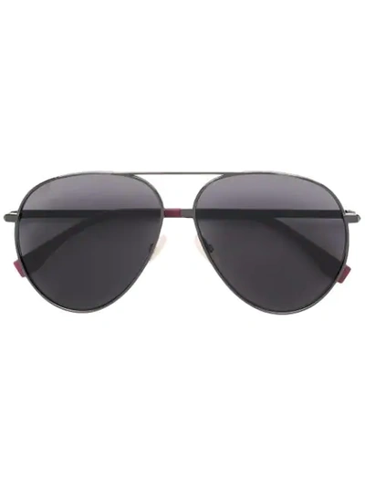 Shop Fendi Aviator Frame Sunglasses In Black